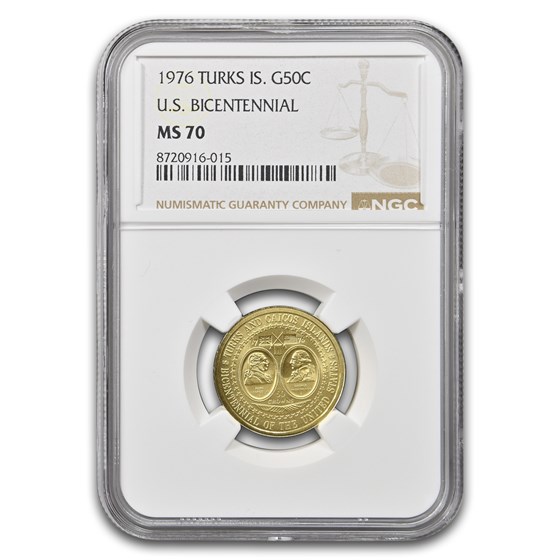 1976 Turks & Caicos Gold 50 Crowns U.S. Bicentennial MS-70 NGC