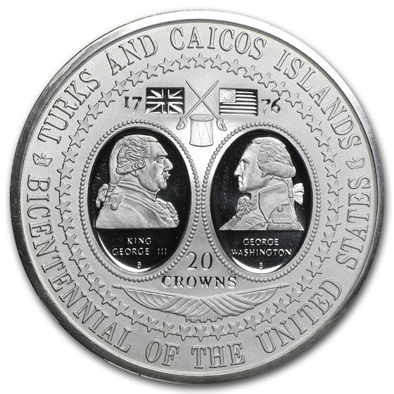 1976 Turks & Caicos Silver 20 Crowns BU 1976 Turks & Caicos Silver 20 Crowns BU