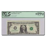 1977-A (E-Richmond) $1 FRN AU-53 PPQ PCGS (Fr#1910-E) Cut Error