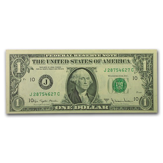 1977-A (J-Kansas City) $1.00 FRN CU (Fr#1910-J)