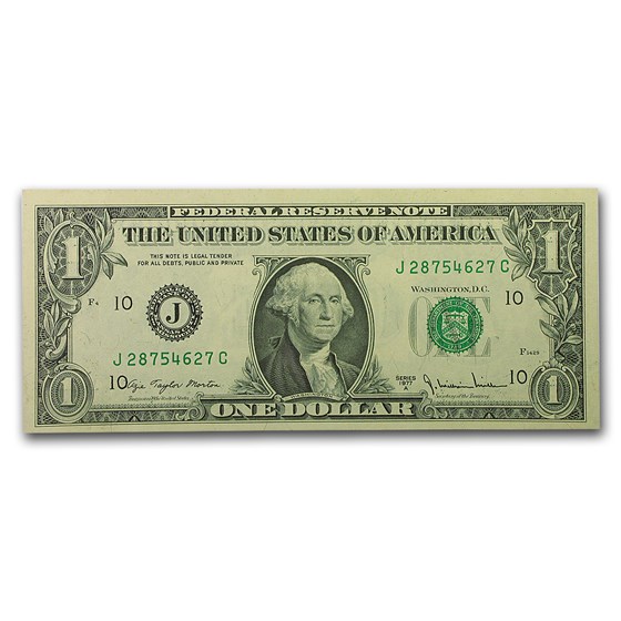 1977-A (J-Kansas City) $1.00 FRN CU (Fr#1910-J) 1977-A (J-Kansas City) $1.00 FRN CU (Fr#1910-J)