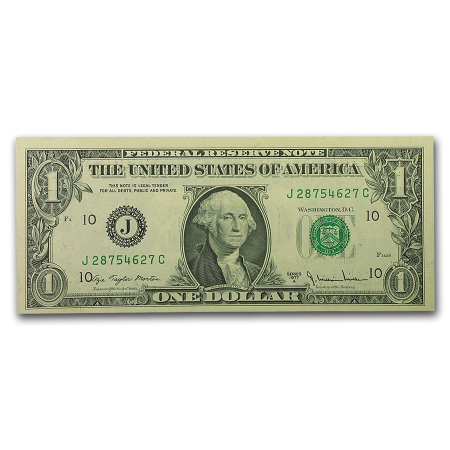 1977-A (J-Kansas City) $1.00 FRN CU (Fr#1910-J)