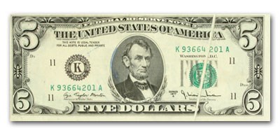 1977-A (K-Dallas) $5 FRN CU (Gutter Fold Error) 1977-A (K-Dallas) $5 FRN CU (Gutter Fold Error)