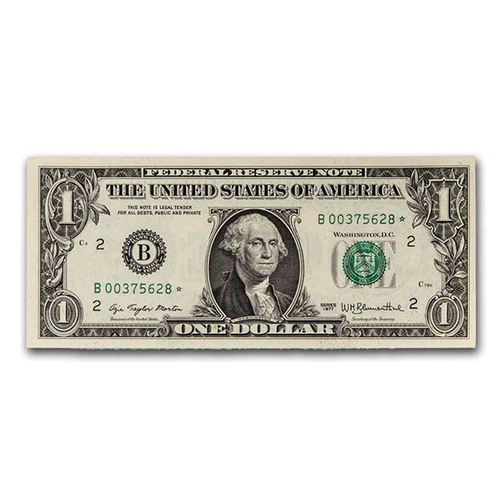 1977* (B-New York) $1.00 FRN CU (Fr#1909-B*) Star Note 1977* (B-New York) $1.00 FRN CU (Fr#1909-B*) Star Note