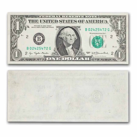 1977 (B-New York) $1 FRN CU (Fr#1909-B) Missing Back