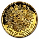 1977 Canada 1/2 oz Proof Gold $100 Jubilee Flower(w/Box & COA)