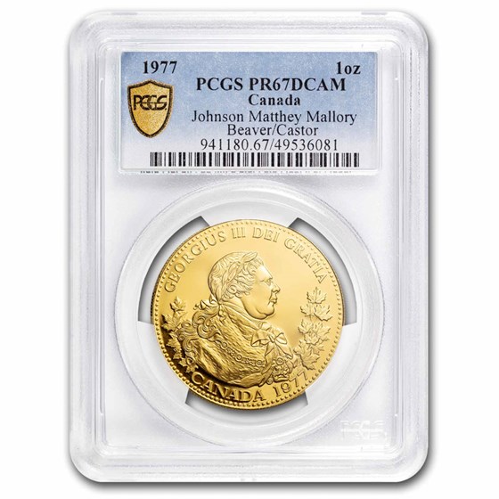 1977 Canada 1 oz Gold JM & Mallory (Beaver/Castor) PR-67 PCGS 1977 Canada 1 oz Gold JM & Mallory (Beaver/Castor) PR-67 PCGS