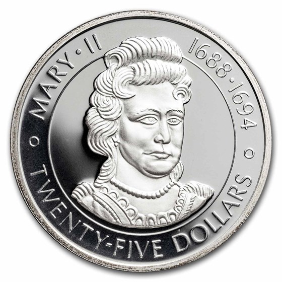 1977 Cayman Islands Silver 25 Dollars Proof (Queen Mary II)