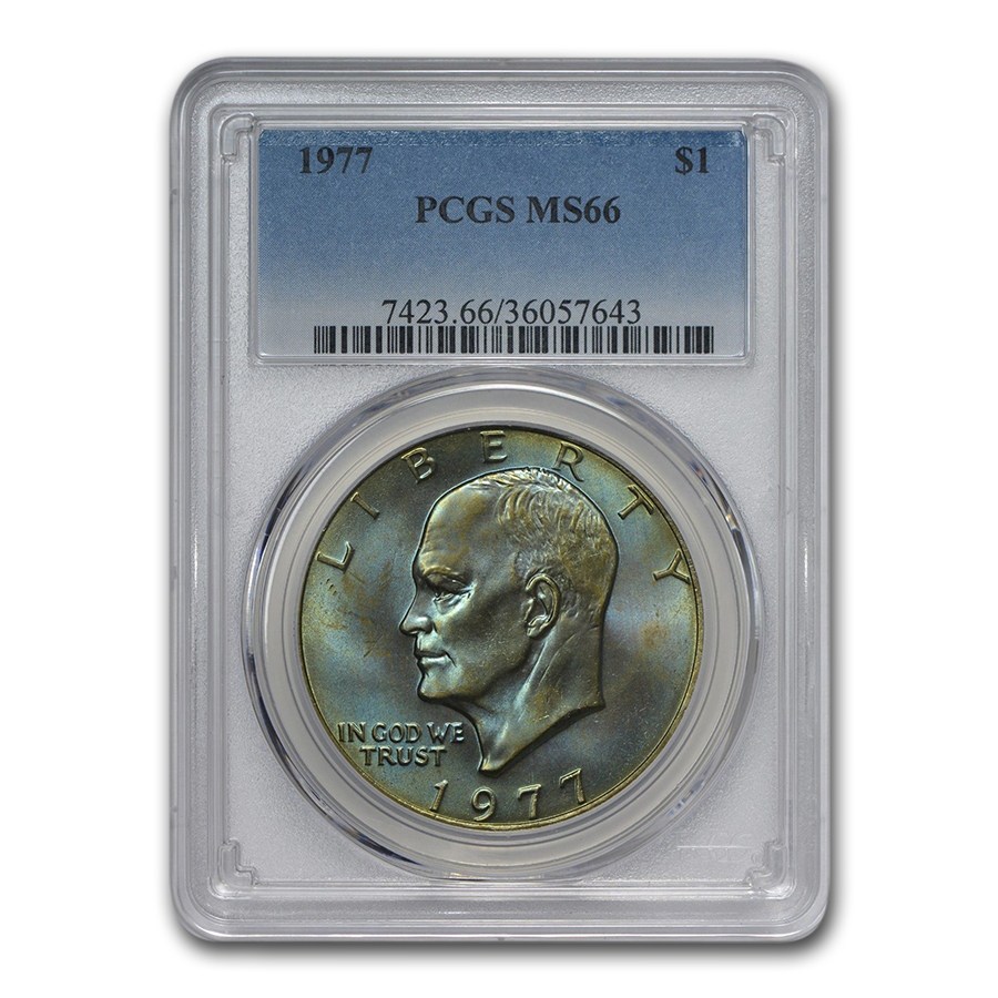 Buy 1977 Clad Eisenhower Dollar MS-66 PCGS (Beautiful Toning) | APMEX