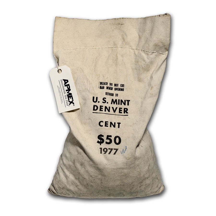 Buy 1977D Lincoln Cent 50.00 Mint Sewn Bag APMEX
