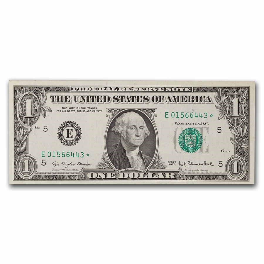 1977* (E-Richmond) $1.00 FRN AU (Fr#1909-E*) Star Note!