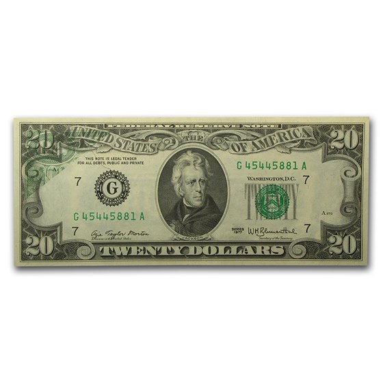 1977 (G-Chicago) $20 FRN AU (10% Offset Error) 1977 (G-Chicago) $20 FRN AU (10% Offset Error)