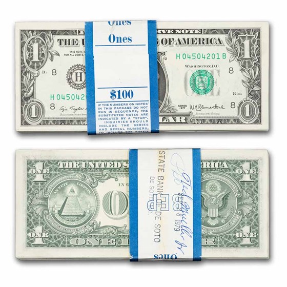 1977 (H-St.Louis) $1.00 FRN CU (Fr#1909-H), 100 consecutive