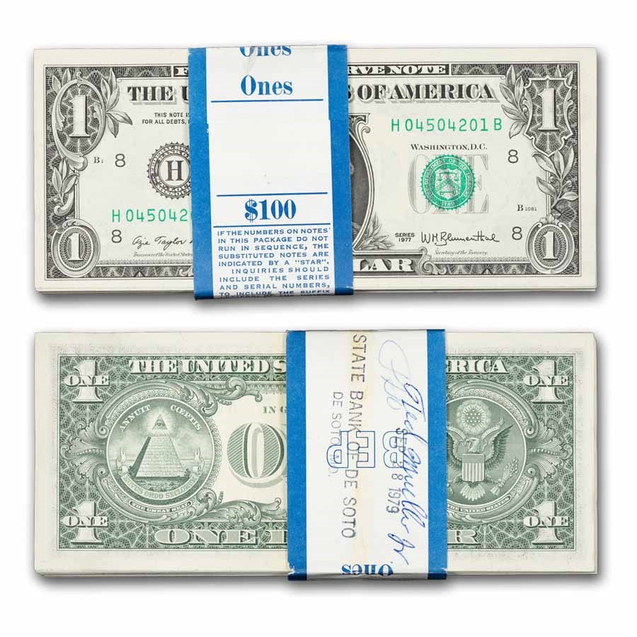 1977 (H-St.Louis) $1.00 FRN CU (Fr#1909-H), 100 consecutive