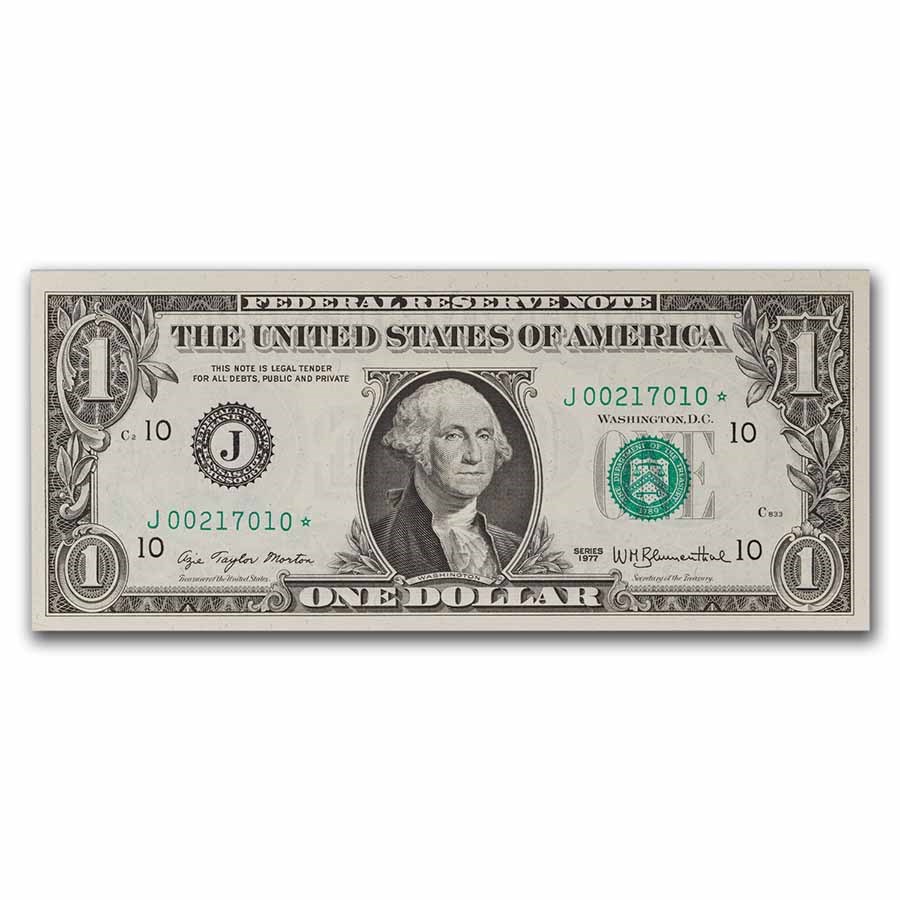 1977* (J-Kansas City) $1.00 FRN CU (Fr#1909-J*) Star Note!