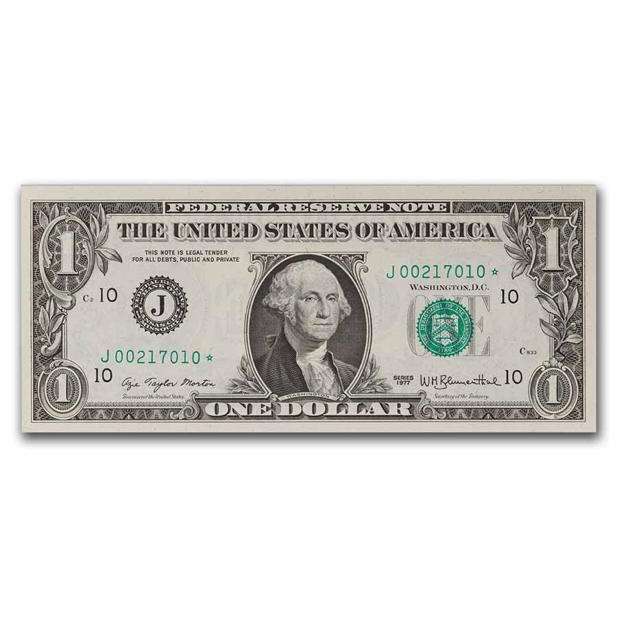 1977* (J-Kansas City) $1.00 FRN CU (Fr#1909-J*) Star Note!