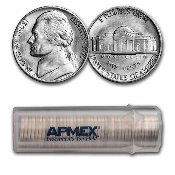 1977 Jefferson Nickel 40-Coin Roll BU 1977 Jefferson Nickel 40-Coin Roll BU
