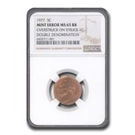 1977 Jefferson Nickel MS-65 NGC (Overtruck 1C Dbl Denomination)