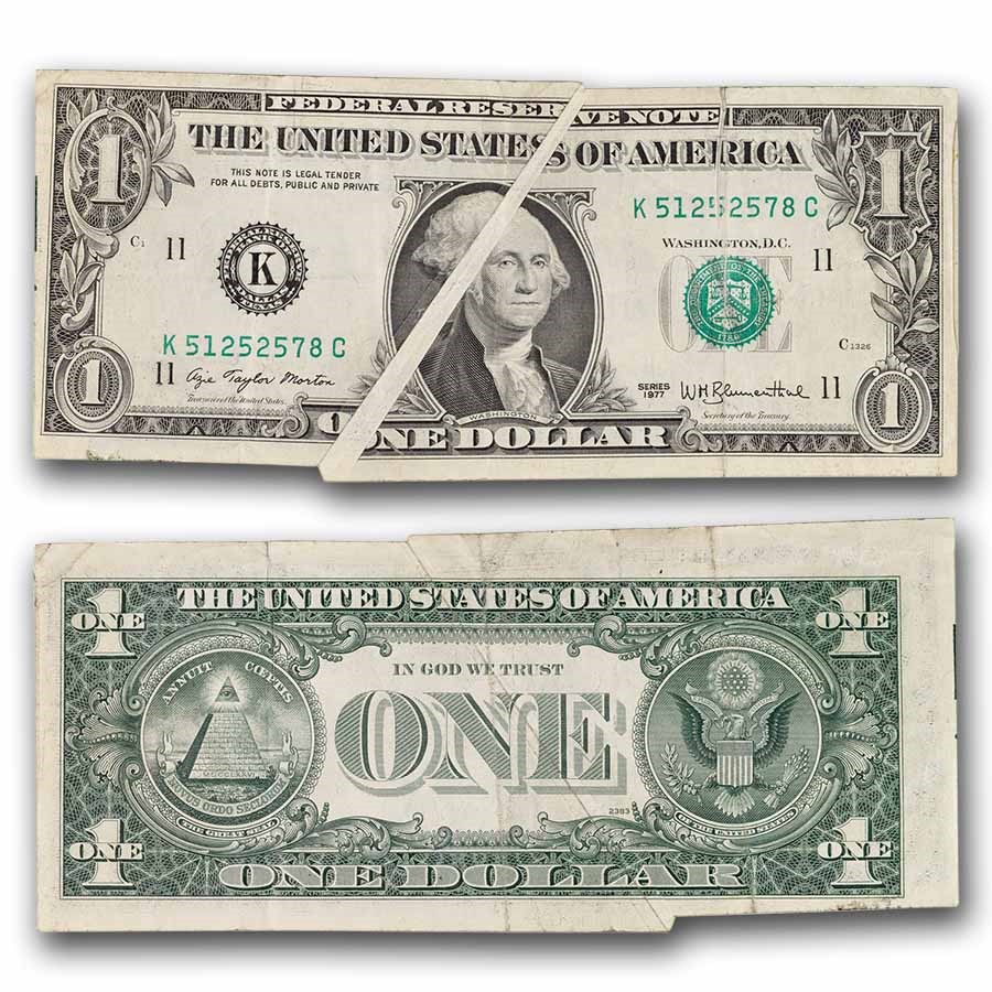 1977 (K-Dallas) $1.00 FRN VF (Fr#1909-K) Fold Error