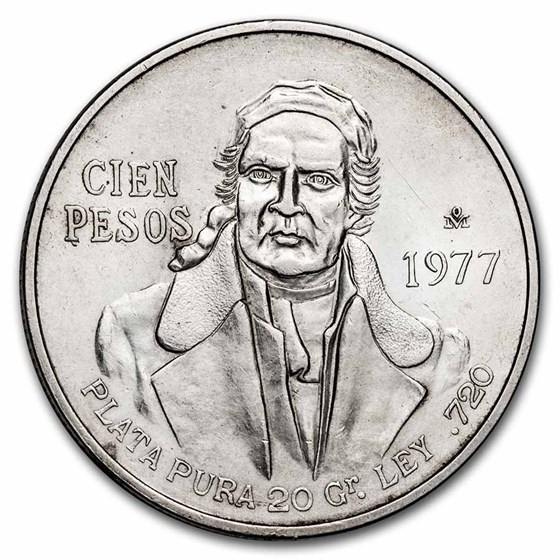 1977 Mexico Silver 100 Pesos BU 1977 Mexico Silver 100 Pesos BU