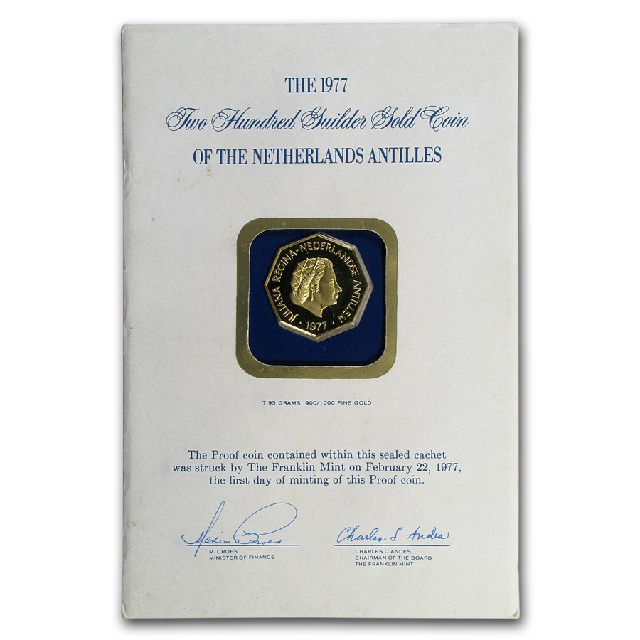 Buy 1977 Netherlands Antilles Gold 200 Gulden Proof (Mint Sealed) | APMEX