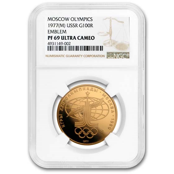Buy 1977 Russia Gold 100 Roubles Olympic Emblem PF-69 NGC | APMEX
