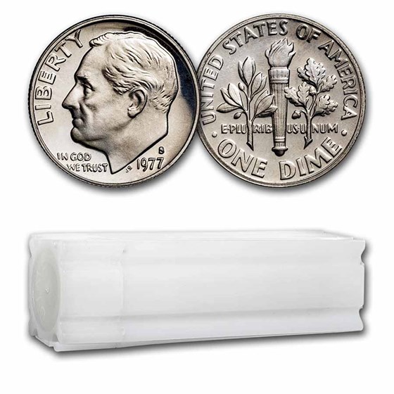 1977-S Roosevelt Dime 50-Coin Roll Gem Proof