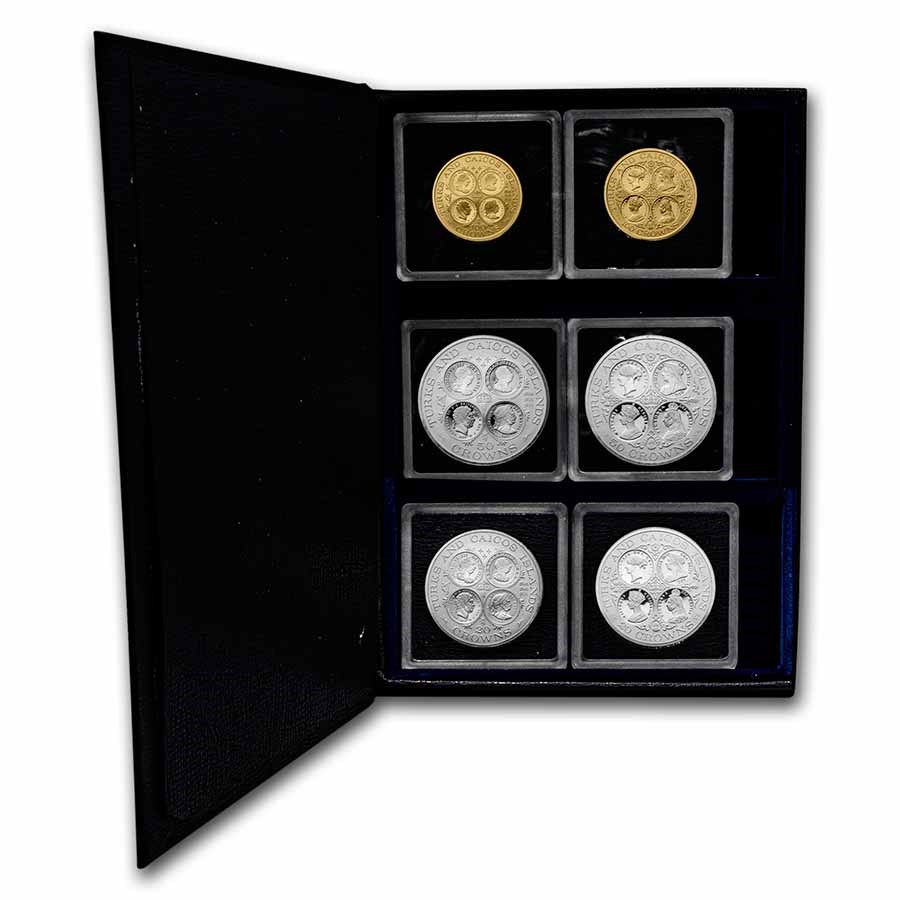 1977 Turks &Caicos Gold & Silver George III & Victoria 6 Coin Set