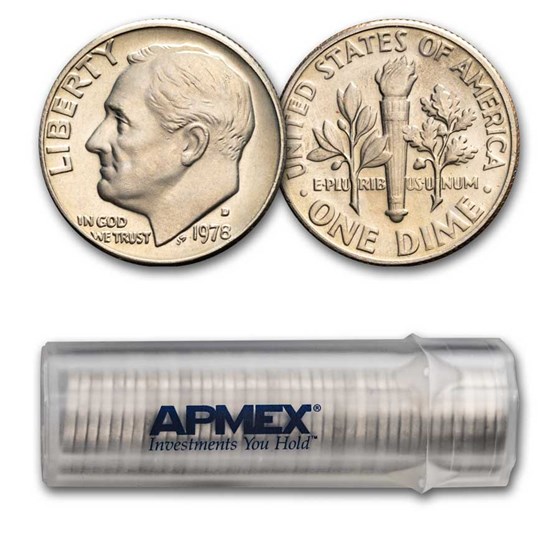1978-D Roosevelt Dime 50-Coin Roll BU 1978-D Roosevelt Dime 50-Coin Roll BU