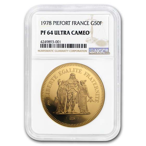 Buy 1978 France Gold 50 Francs Piedfort Hercules & Maidens PF-64