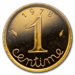 1978 France Proof Gold Piefort 1 Centime PF-64 UCAM NGC