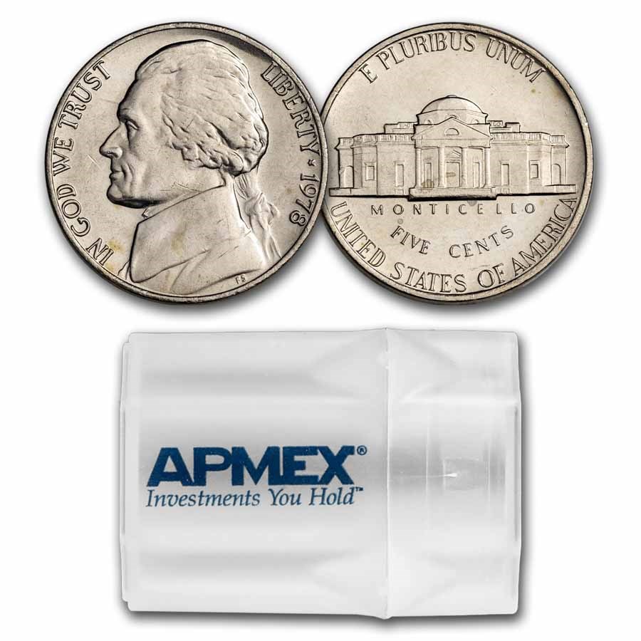 1978 Jefferson Nickel 40-Coin Roll BU