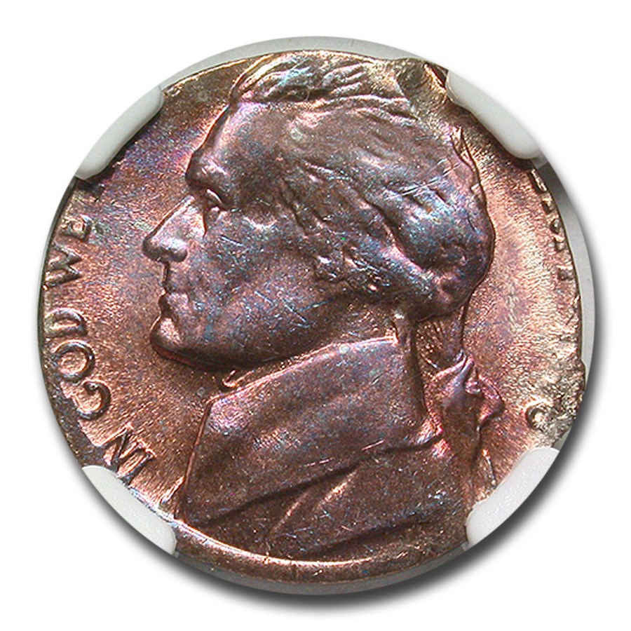 (1978) Jefferson Nickel MS-64 NGC (RB, On Defective 1¢ Blank)