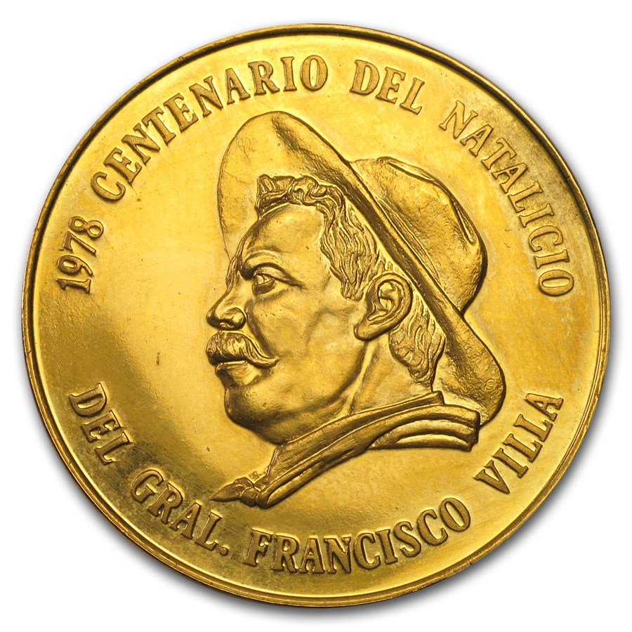 1978 Mexico Gold Centenario Francisco Villa Unc Details (Cleaned)