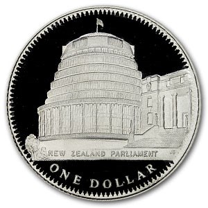 1978 New Zealand Silver Dollar Coronation Parliament Proof 1978 New Zealand Silver Dollar Coronation Parliament Proof