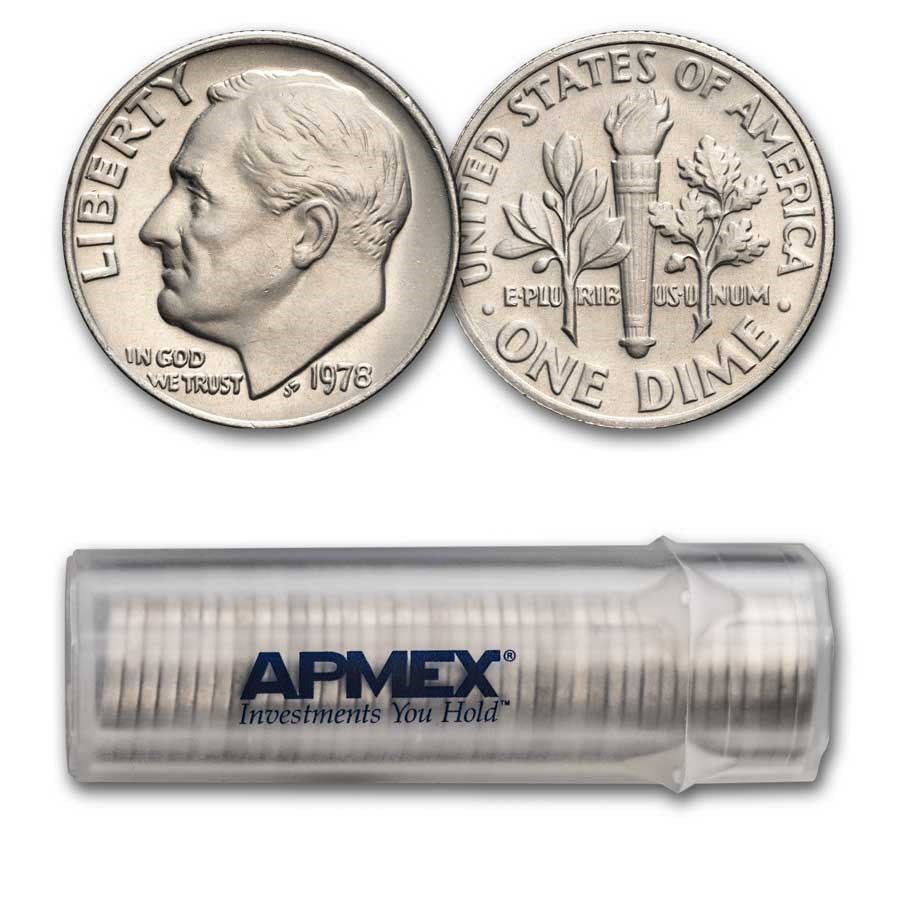 1978 Roosevelt Dime 50-Coin Roll BU