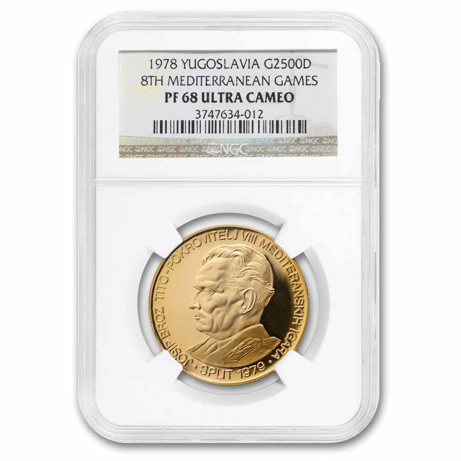1978 Yugoslavia Proof Gold 2500 Dinara Mediterrn. Games PF-68 NGC