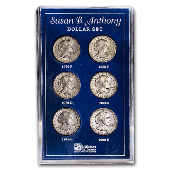 1979/1980-PDS 6-Coin Susan B. Anthony Dollar Set BU 1979/1980-PDS 6-Coin Susan B. Anthony Dollar Set BU