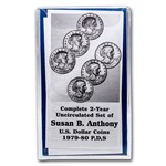 1979/1980-PDS 6-Coin Susan B. Anthony Dollar Set BU