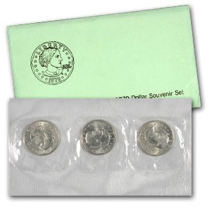 1979 3-Coin Souvenir SBA Dollar Set BU (Error) 1979 3-Coin Souvenir SBA Dollar Set BU (Error)