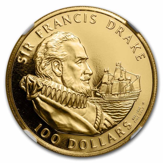 Buy 1979 B.V.I. Gold $100 Sir Francis Drake Proof-69 DCAM NGC | APMEX