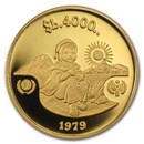 1979 Bolivia Gold 4000 Pesos Bolivianos Year of Child Proof