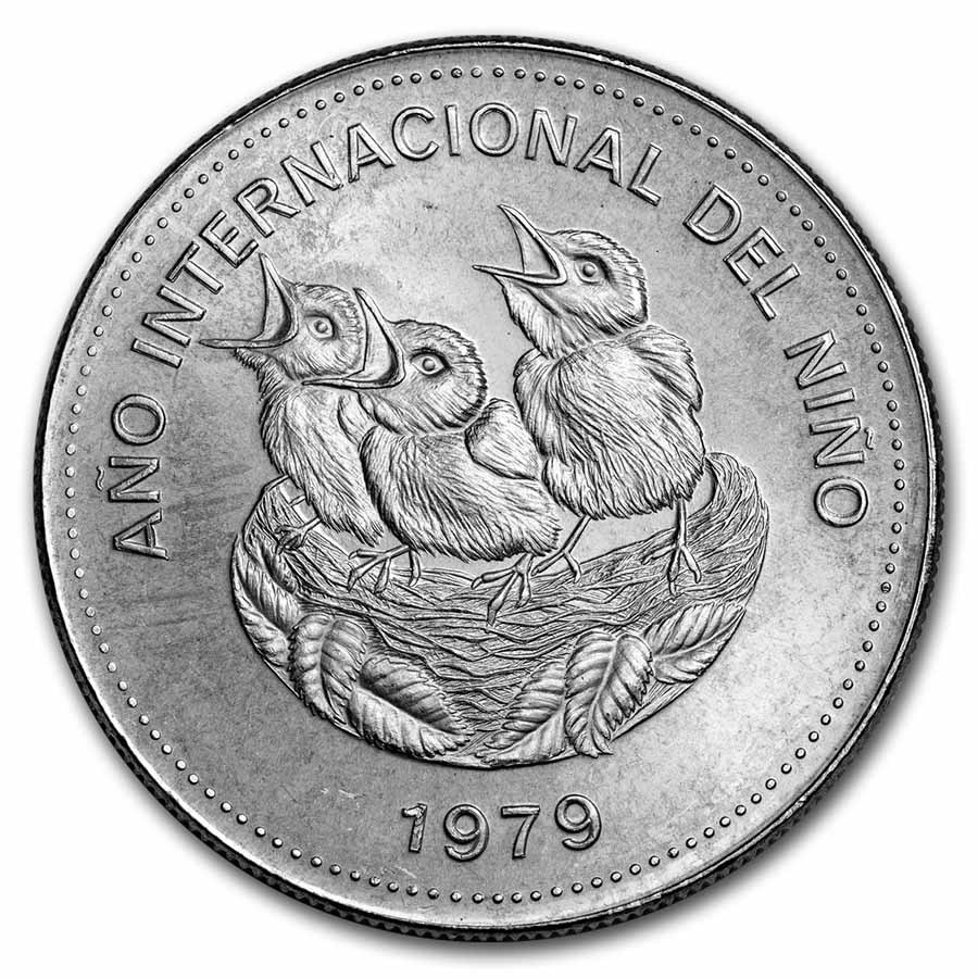 1979 Costa Rica Silver 100 Colones Year of the Child AU/BU