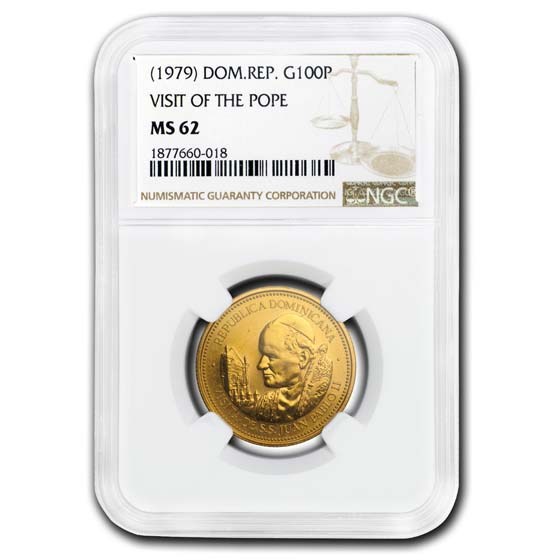 Buy 1979 Dominican Republic Gold 100 Peso Pope John Paul II MS-62 NGC ...