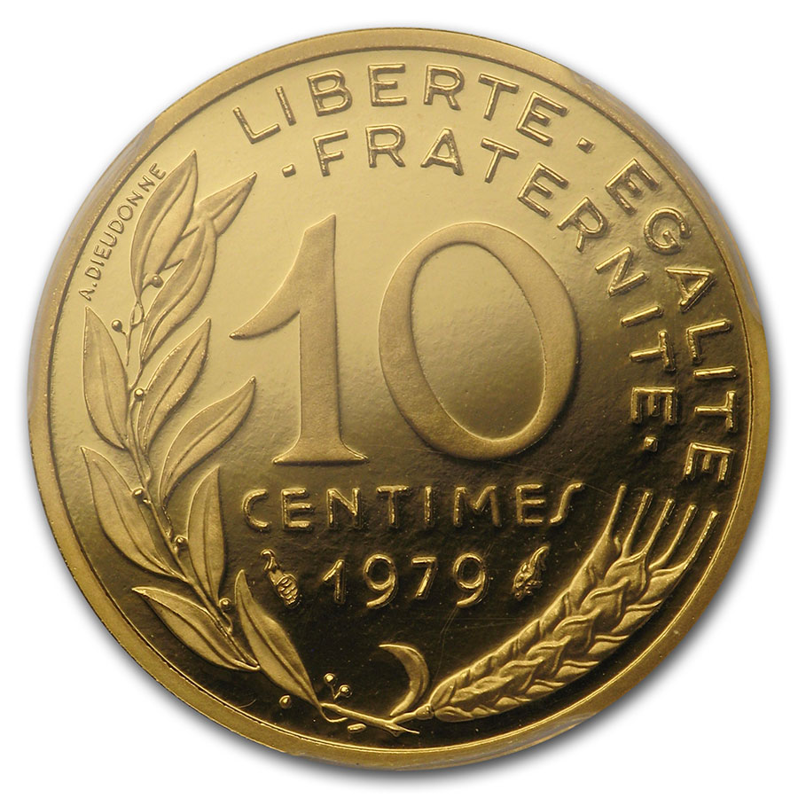 Buy 1979 France Gold 10 Centimes Piedfort Marianne SP-67 PCGS | APMEX