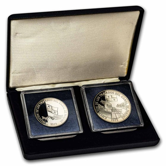 1979 Panama Silver 5 & 10 Balboas 2-Coin Set