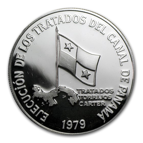 1979 Panama Silver 5 Balboas Panama Canal Proof 1979 Panama Silver 5 Balboas Panama Canal Proof