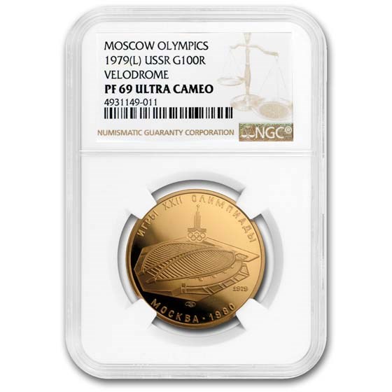 1979 Russia Proof Gold 100 Roubles Velodrome PF-69 NGC 1979 Russia Proof Gold 100 Roubles Velodrome PF-69 NGC