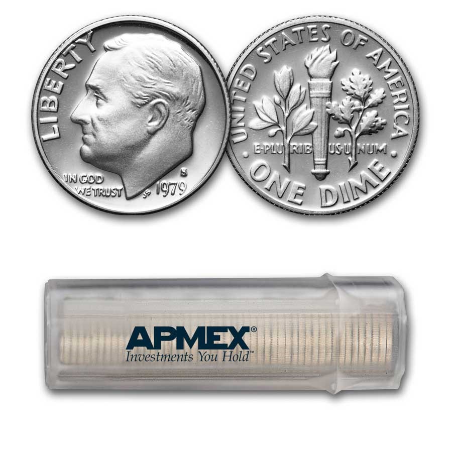 1979-S Type 1 Roosevelt Dime 50-Coin Roll Proof