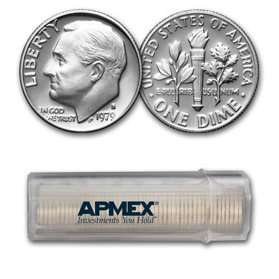 1979-S Type 1 Roosevelt Dime 50-Coin Roll Proof 1979-S Type 1 Roosevelt Dime 50-Coin Roll Proof